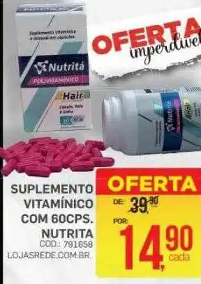 Lojas Rede Suplemento Vitamínico Com 60cps Nutrita oferta