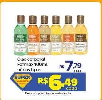Super Lagoa óleo Corporal Farmax Vários Tipos oferta