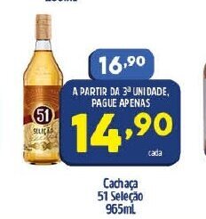 Arena Atacado Cachaca 51 Selecao 965ml oferta