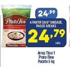 Arroz tipo 1 Prato fino pacote 5kg