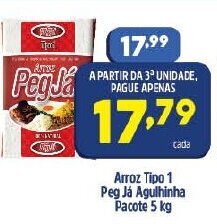 Arena Atacado Arroz Tipo 1 Peg Ja Agulhinha pacote 5kg oferta