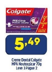 Arena Atacado Creme Dental Colgate MPA Neutracucar 70g Leve 2 Pague 2 oferta