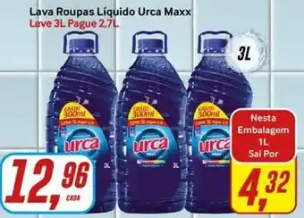 Rede Supermarket Lava roupas Liquido Urca Maxx Leve 3L Pague 2.7L oferta