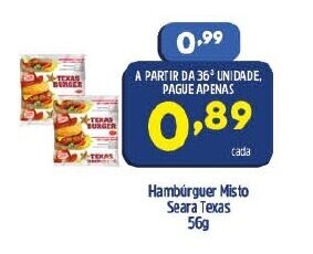 Arena Atacado Hamburguer Misto Seara Texas 56g oferta