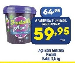 Arena Atacado Acai com Guarana Frutalli balde 3.6kg oferta