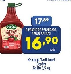 Arena Atacado Ketchup Tradicional Cepera Galao 3.5kg oferta