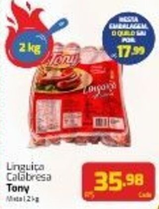 Novo Atacarejo Linguica Calabresa Tony 2kg oferta