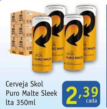 Nordestão Cerveja Skol Puro Malte Sleek lta 350ml oferta