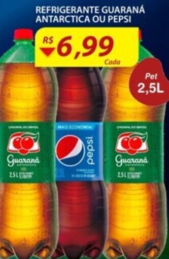 Assaí Atacadista Refrigerante Guarana Antarctica ou Pepsi 2.5L oferta