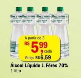 Ultrabox Alcool Liquido J. Feres 70% 1L oferta