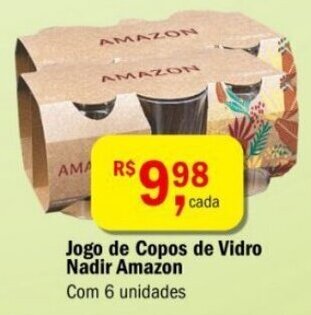 Ultrabox Jogo de Copos de Vidro Nadir Amazon 6 unidades oferta