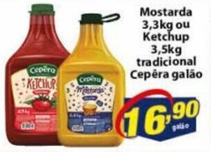 Vencedor Atacadista Mostarda 3.3kg ou Ketchup 3.5kg tradicional Cepera galao oferta
