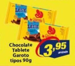 Vencedor Atacadista Chocolate Tablete Garoto tipos 90g oferta