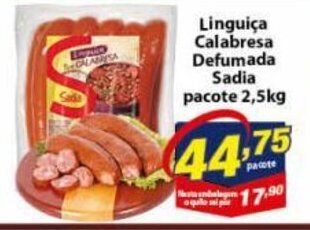Vencedor Atacadista Linguica Calabresa Defumada Sadia Pacote 2.5kg oferta