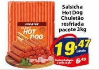 Vencedor Atacadista Salsicha Hot Dog Chuletao resfriada pacote 3kg oferta
