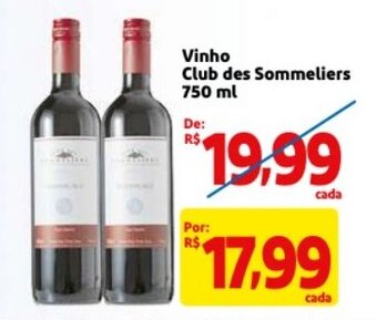 Mercado Extra Vinho Club des Sommeliers 750ml oferta