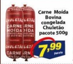 Vencedor Atacadista Carne Moida Bovina Congelada Chuletao pacote 500g oferta