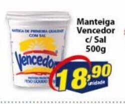 Vencedor Atacadista Manteiga Vencedor c/ Sal 500g oferta