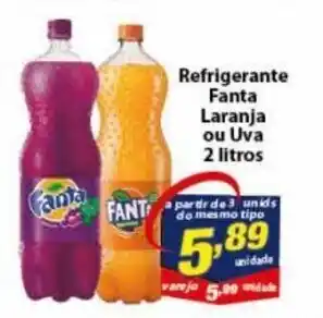 Vencedor Atacadista Refrigerante Fanta Laranja ou Uva 2L oferta