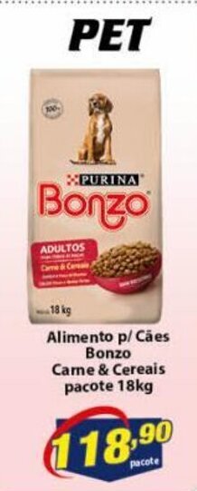Vencedor Atacadista Alimento p/ caes Bonzo Carne & Cereais pacote 18kg oferta