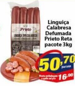 Vencedor Atacadista Linguica calabresa defumada Prieto Reta pacote 3kg oferta