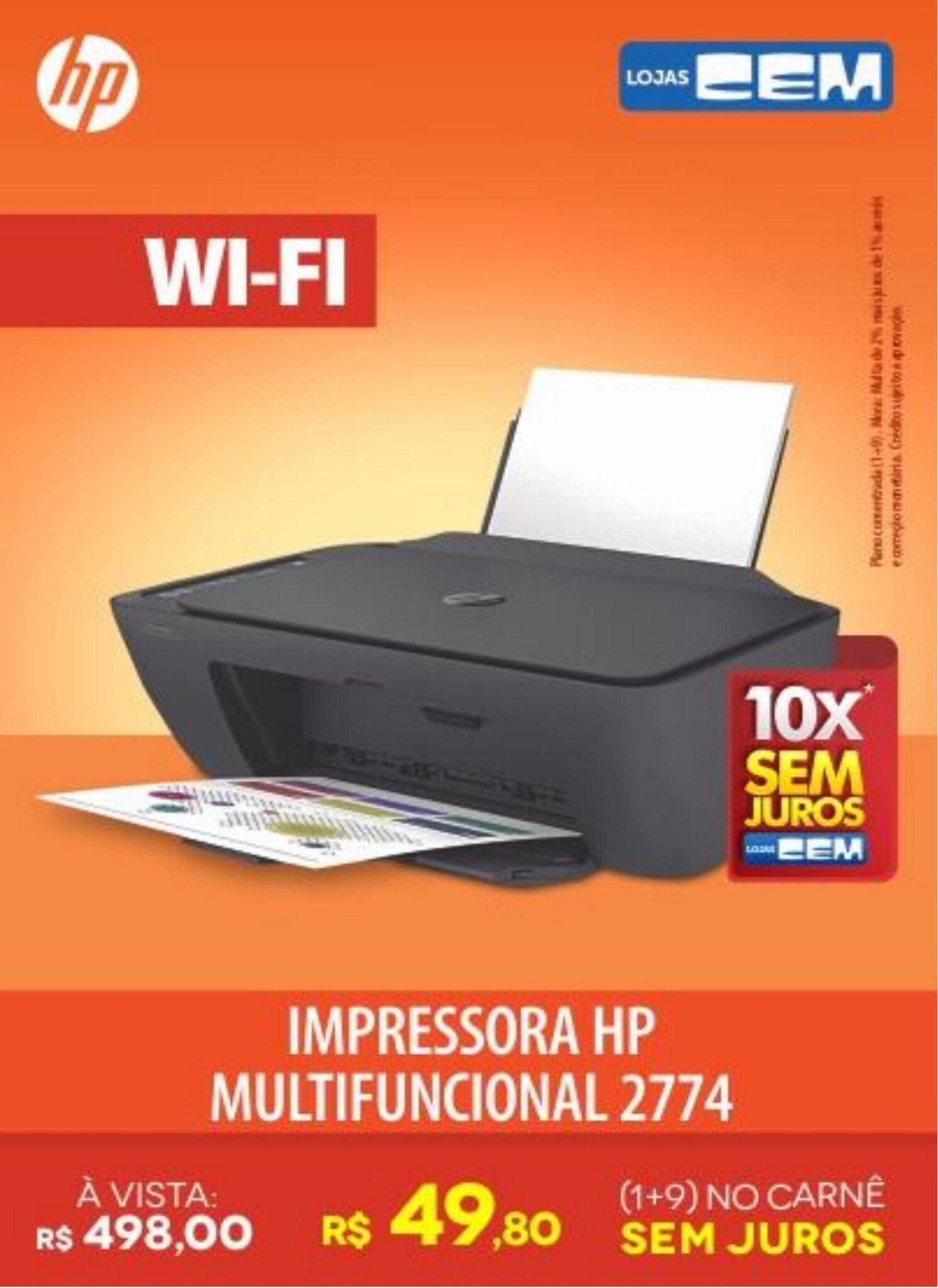 Impressora HP Multifuncional 2774 oferta na Lojas Cem