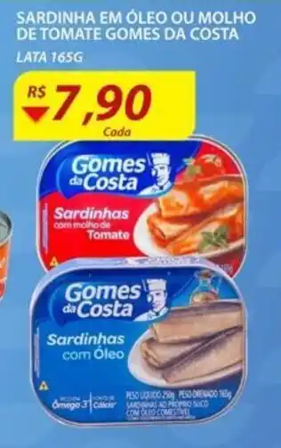 Assaí Atacadista Sardinha em Oleo ou Molho de Tomate Gomes da Costa 165g oferta