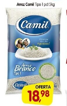 Cercadão Arroz Camil tipo 1 pct 5kg oferta