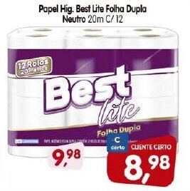 Cercadão Papel Hig. Best lite Folha Dupla Neutro 20m c/12 oferta