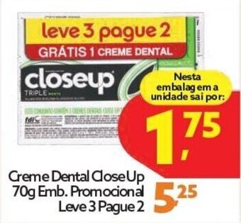 Creme Dental Close Up 70g Emb. Promocional Leve 3 Pague 2