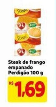 Extra Supermercado Steak de frango empanado Perdigao 100g oferta