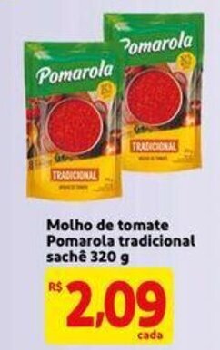 Extra Supermercado Molho de tomate Pomarola tradicional sache 320g oferta