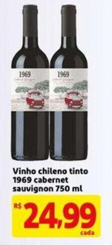 Extra Supermercado Vinho Chileno Tinto 1969 cabernet sauvignon 750ml oferta