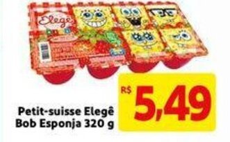 Extra Supermercado Petit suisse Elege Bob Esponja 320g oferta
