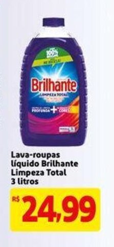 Extra Supermercado Lava roupas Liquido Brilhante Limpeza Total 3L oferta