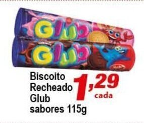 Ricoy Supermercados Biscoito Recheado Glub sabores 115g oferta
