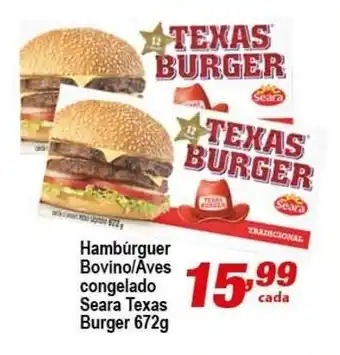 Ricoy Supermercados Hamburguer Bovino/ Aves Congelado Seara Texas Burger 672g oferta