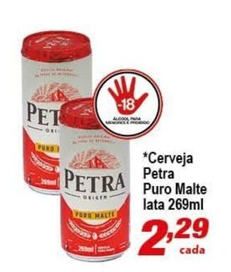 Ricoy Supermercados Cerveja Petra Puro Malte lata 269ml oferta
