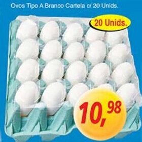 Supermercados Guanabara Ovos Tipo A Branco Cartela c/ 20 unids. oferta