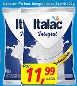 Supermercados Guanabara Leite em po Inst. Integral Italac Sache 400g oferta
