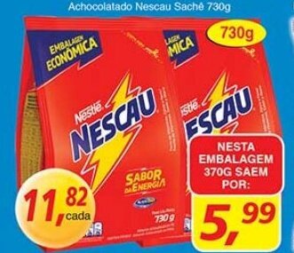 Supermercados Guanabara Achocolatado Nescau Sache 370g oferta