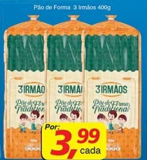 Supermercados Guanabara Pao de Forma 3 Irmaos 450g oferta