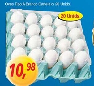 Supermercados Guanabara Ovos Tipo A Branco Cartela c/ 20 unids. oferta