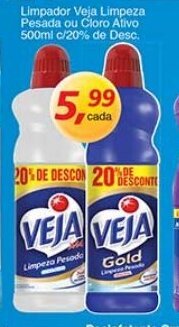 Supermercados Guanabara Limpador Veja Limpeza Pesada ou Cloro Ativo 500ml c/20% de Desc. oferta