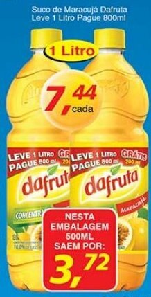 Supermercados Guanabara Suco de Maracuja Dafruta leve 1l pague 800ml oferta