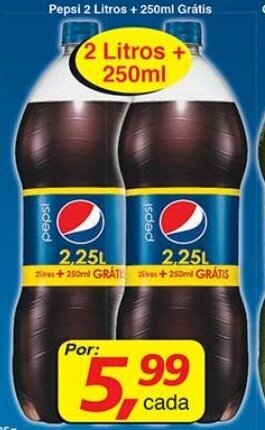 Supermercados Guanabara Pepsi 2L + 250ml Gratis oferta