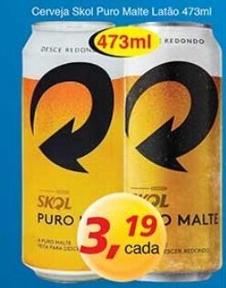 Supermercados Guanabara Cerveja Skol Puro Malte latao 473ml oferta