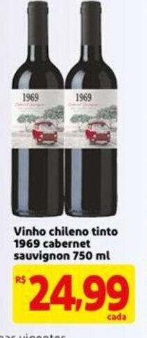 Mercado Extra Vinho Chileno Tinto 1969 cabernet sauvignon 750ml oferta