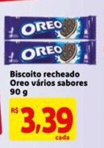 Mercado Extra Biscoito recheado Oreo varios sabores 90g oferta
