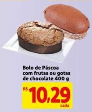 Mercado Extra Bolo de Pascoa com frutas ou gatos de chocolate 400g oferta